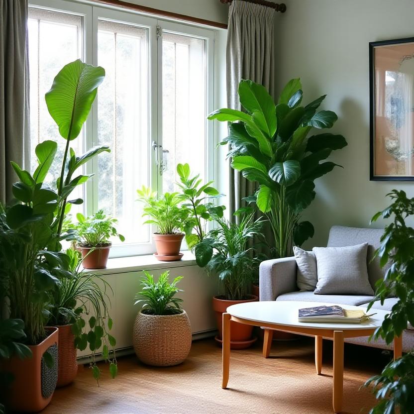 観葉植物リビングルームデコレーション